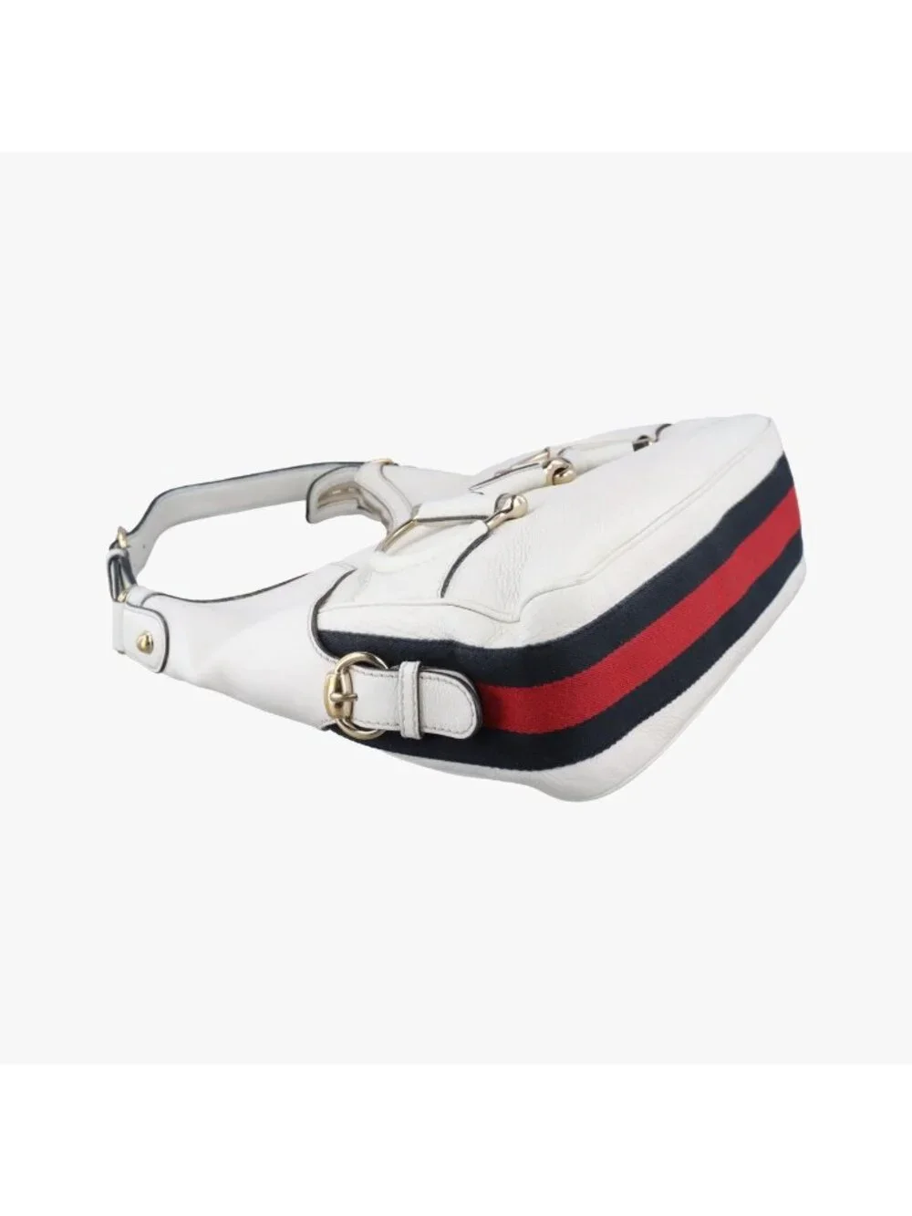 Gucci Heritage Horsebit Hobo White Leather